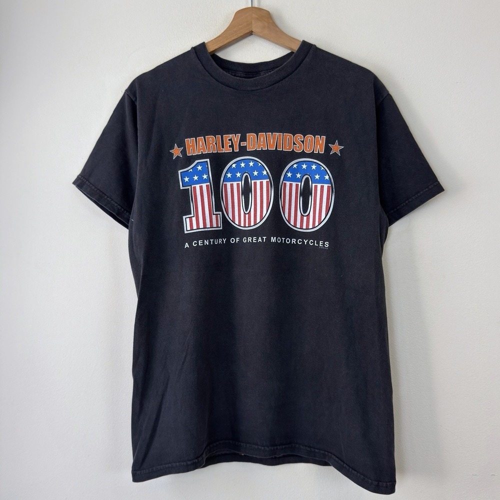 Vintage Y2k Harley Davidson 100 Years Motorcycle Arizona Black Tee Shirt Medium